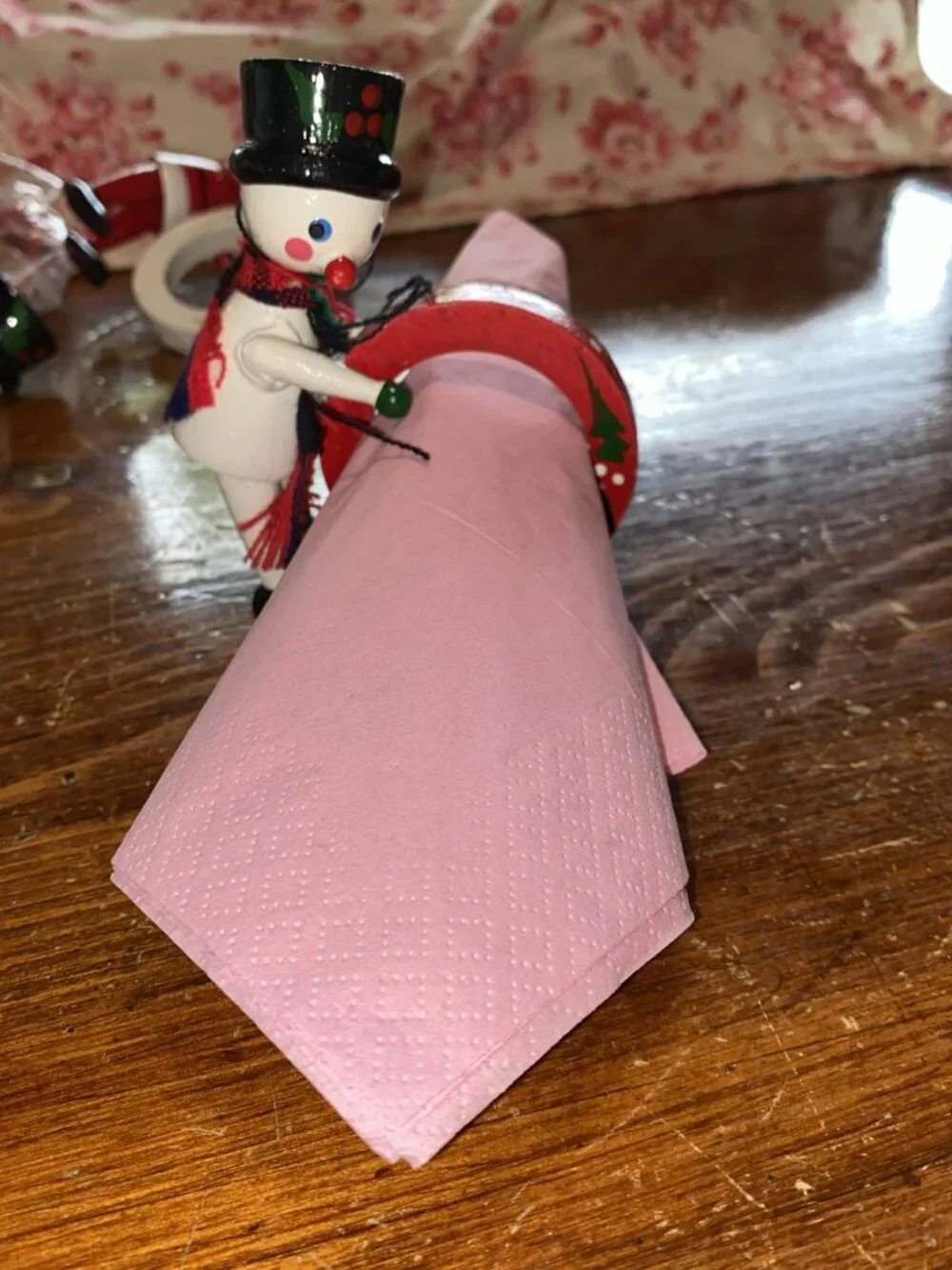 Adorable Vintage Vera Neumann 3D Wooden Christmas Napkin Holders 6pc Set